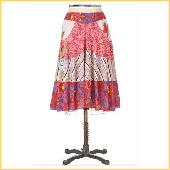 2005 Anthro Patchwork Boho Skirt by Aquarius - Picture 2 of 12